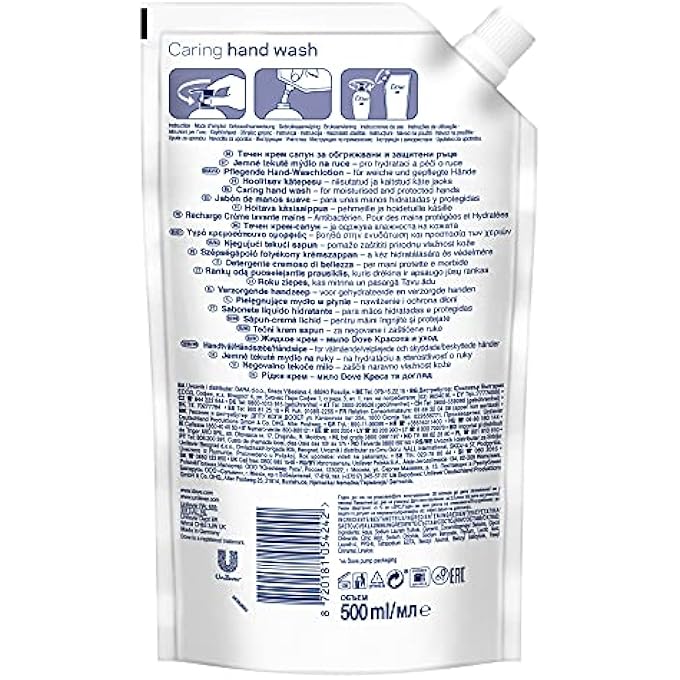 Dove LIQUID SOAP NOURISHING HAND WASH LOTION LIQUID SOAP IN REFILL BAG WITH ANTIBACTERIAL EFFECT 10 X 500 ML - Image 3